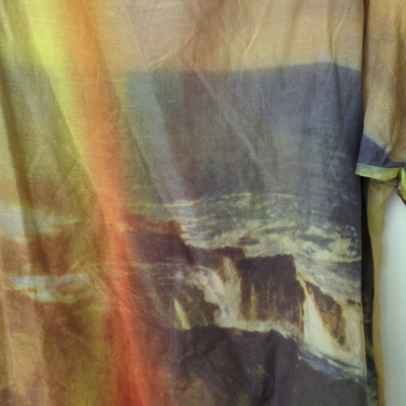 Anthropologie HD in Paris Silk Blend Photo Print Blouse L - Picture 2 of 8